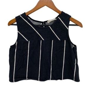 Mango Womens Black Striped Cropped Top